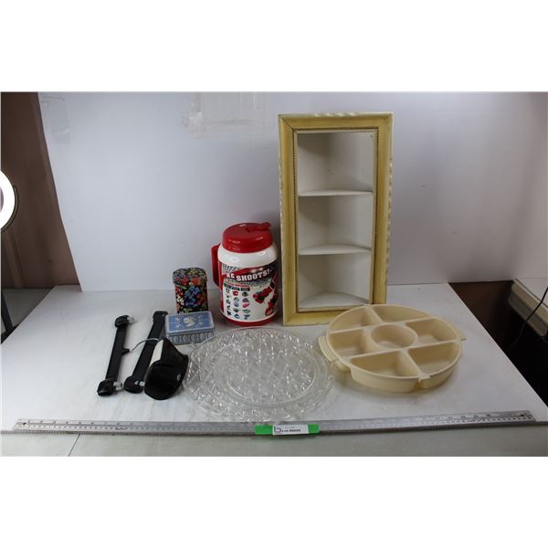 NHL Coca- Cola Plastic Drink Holder, Divided Plastic Food Tray, (2) Clothes Hangers, Misc.