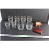 Image 1 : (8) Glass Cups, Coin Bag and Jewelry Chest
