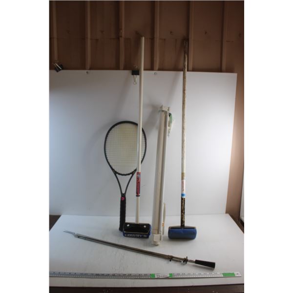 Curling Brooms, Tennis Racket and BBQ Rods
