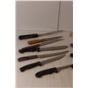 Image 3 : Kitchen Lot- Knives, Tongs, Barbecue Brush, Meat Fork