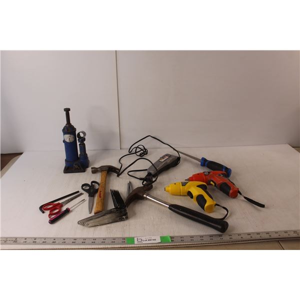 Vintage Conair Electric Razor- Powers On, Stubby Drill & Cordless Screwdriver- As Is, Hydraulic Jack