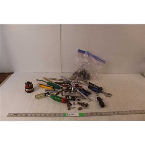 Tool Lot- Screwdrivers, Wrench, Misc.