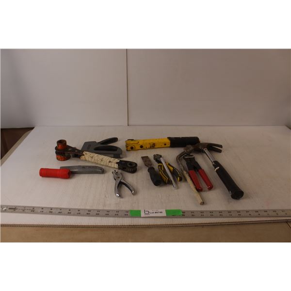 Tool Lot- Hammer, Stapler, Hole Punch, Misc. 11.75: x 5.75"