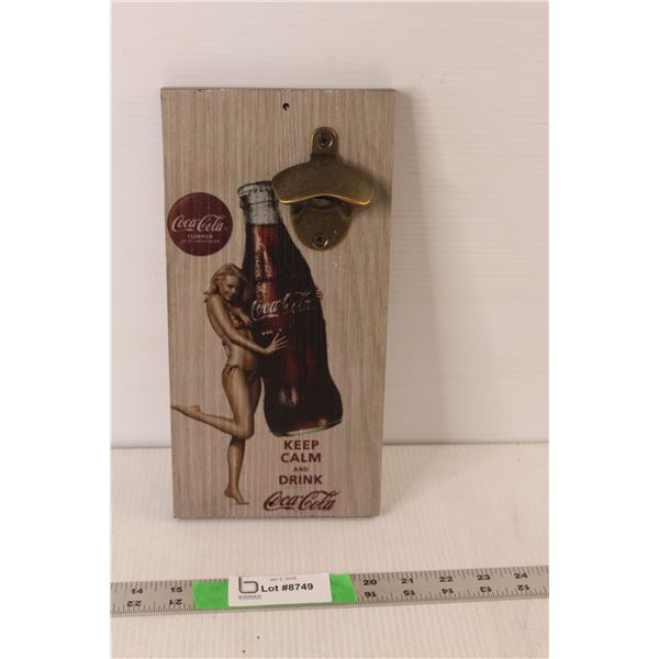 Coca-Cola Wood Bottle Opener Sign 11.75: x 5.75"