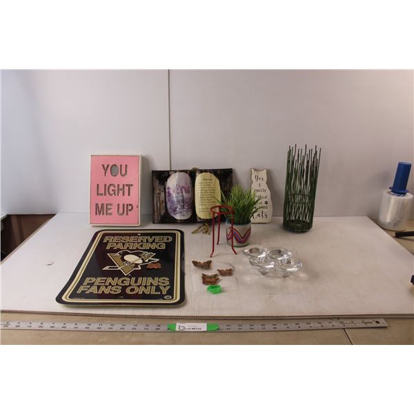 NHL Penguins Fans Only Sign, Artificial Plants, Retirement Sign, Misc.