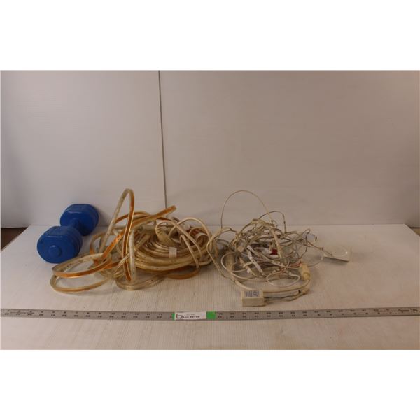 White LED Light Strips, Working, 2.2 Kg Dumbbell