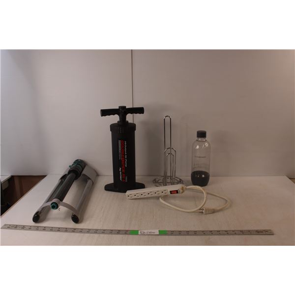 Indoor Extension Cord, Sprinkler, Hand Air Pump. Misc.