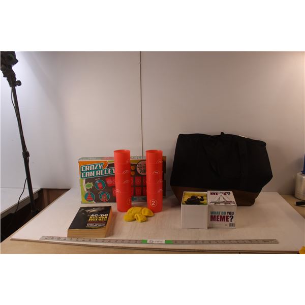 Crazy Can Alley & What Do You Meme Games, AC/DC Book, Reusable Freezer Bag