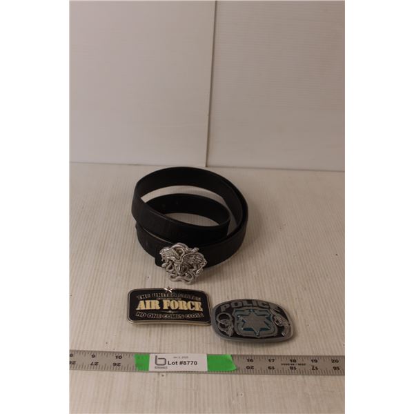 Versace Medusa Belt & Buckle (Not Authenticated), U.S. Police & Air Force Belt Buckles