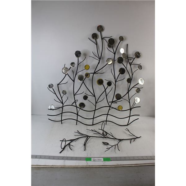 (2) Decorative Metal Wall Art Pieces - 30" x 31" and 22" x 11"