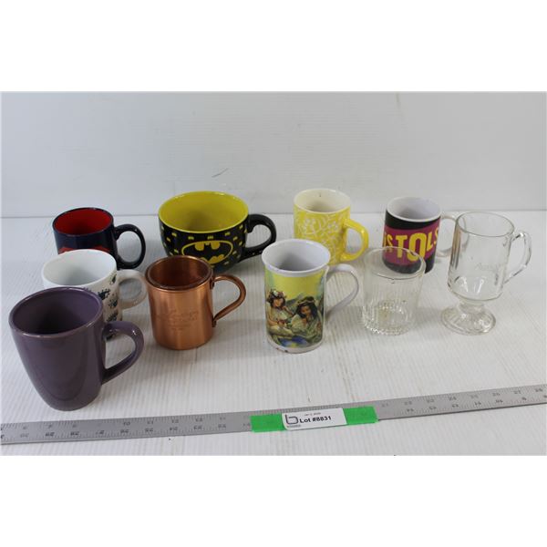 (10) Cups and Mugs - Superman, Batman, Sex Pistols, etc.