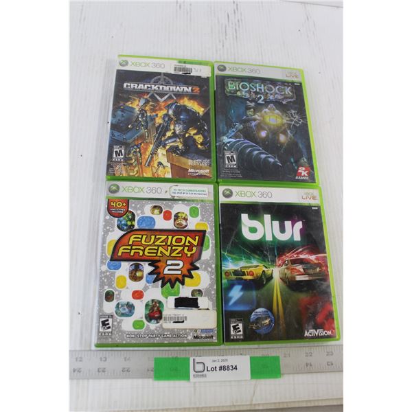 (4) Xbox 360 Games - Crackdown 2, Bioshock 2, Fuzion Frenzy 2, Blur