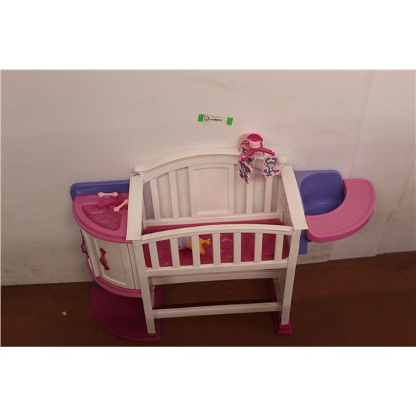 *Children's Plastic Toy Doll Baby Crib w/ Highchair & Sink- 36'' x 24'' x 10''