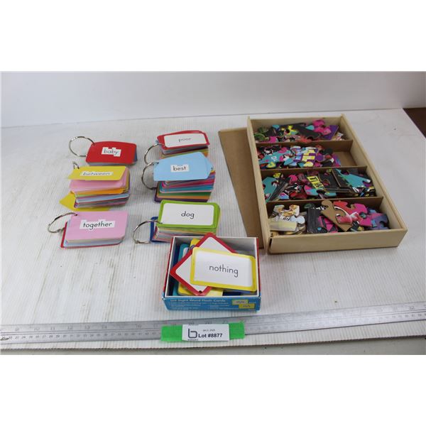 Sight Word Flash Cards, Puzzle w/ Wooden Box- As Is