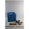 Image 1 : Plastic Crate, Quote Decor, Tape Gun and Packing Tape Roll