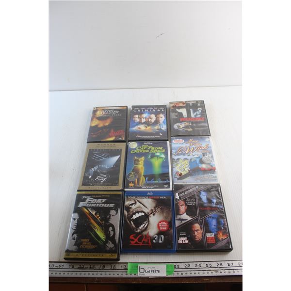 (9) DVD & Blue Ray Movies - The Texas Chainsaw Massacre, The Fast and Furious and Merry Winter Wish