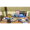 Image 1 : LOT OF COOKIE JAR, HAND PAINTED PLATES, SILVER DOLLAR COIN HOLDER, VINTAGE TIN CAN AND MORE