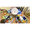 Image 2 : LOT OF COOKIE JAR, HAND PAINTED PLATES, SILVER DOLLAR COIN HOLDER, VINTAGE TIN CAN AND MORE