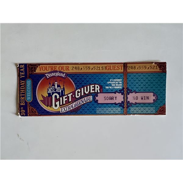 Disneyland admissions ticket- 1985