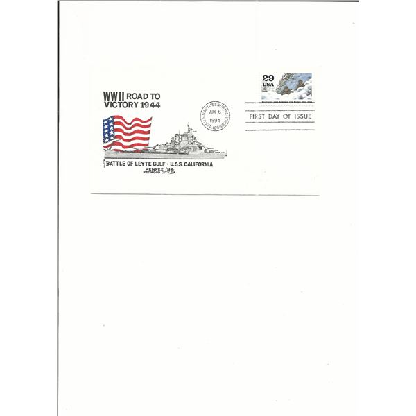WWII Road to Victory 1944 - U.S.S. Normandy - First Day Cover - Jun 6th 1994