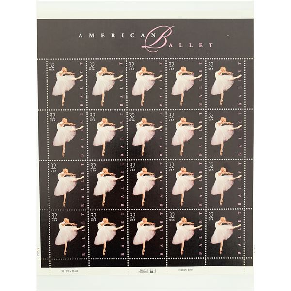 USPS American Ballet Sheet of Twenty 32 Cent Stamps Scott 3237