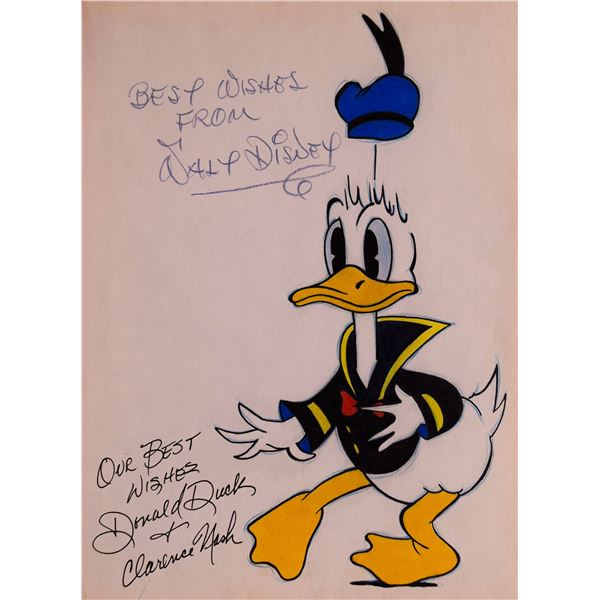 Donald Duck sketch signed by Walt Disney & Clarence Nash