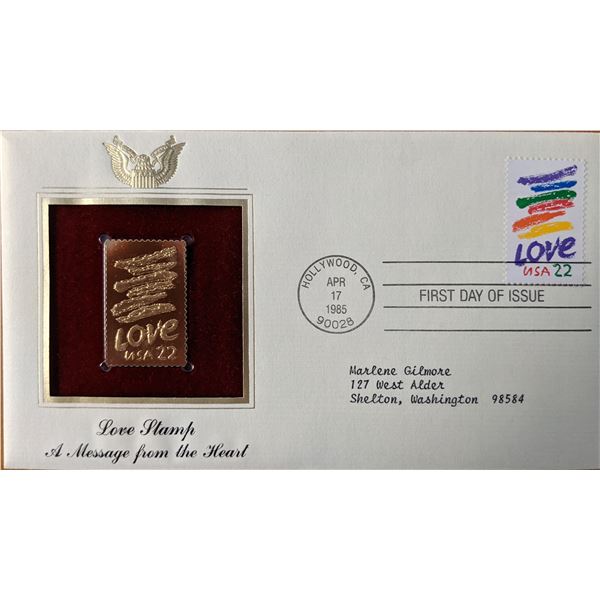 Love Stamp A Message From The Heart Gold Stamp Replica First Day Cover