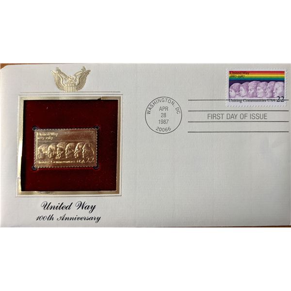 United Way 100th Anniversary Gold Stamp Replica First Day Cover