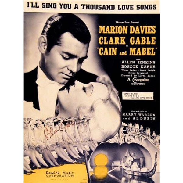 Clark Gable signed sheet music
