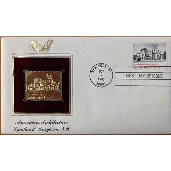 American Architecture Lyndhurst, Terrytown NY Gold Stamp Replica First Day Cover