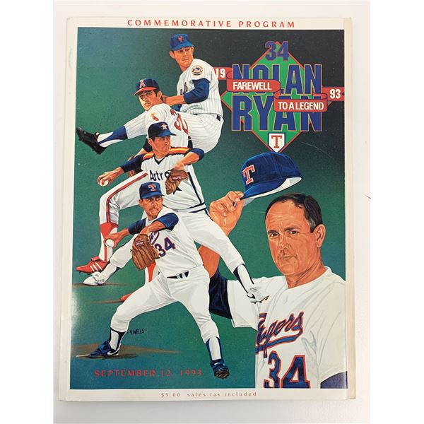 Nolan Ryan Commemorative Program September 12 1993