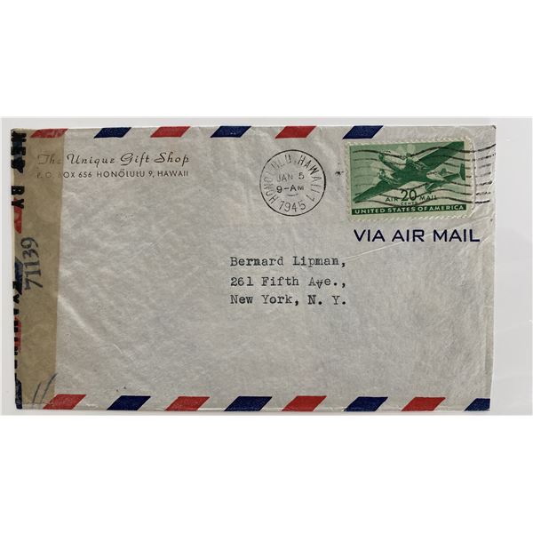 1945 WWII Territory of Hawaii censor stamp