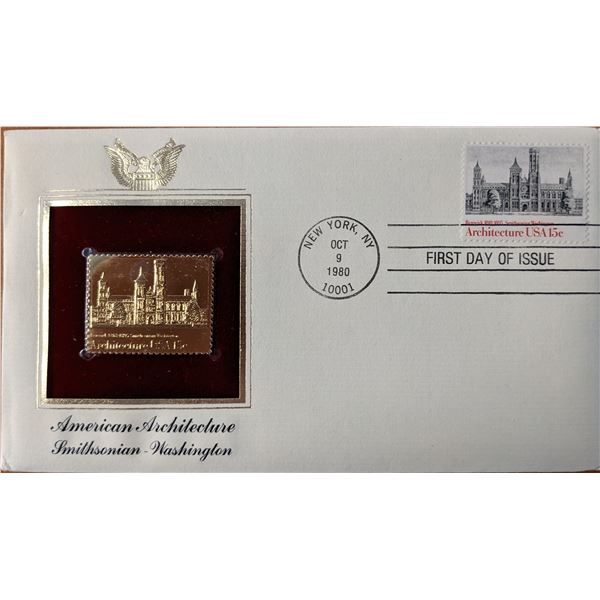 American Architecture Smithsonian, Washington Gold Stamp Replica First Day Cover