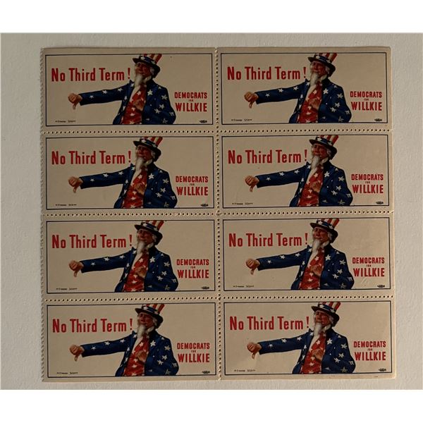 Democrats for Willkie stamp sheet