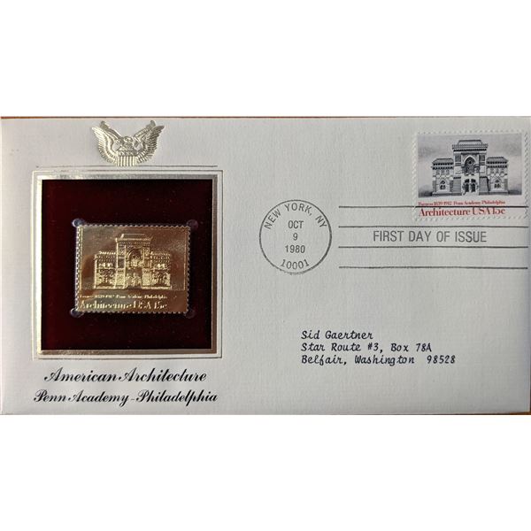 American Architecture Penn Academy, Philadelphia Gold Stamp Replica First Day Cover