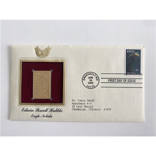 Edwin Powell Hubble Eagle Nebula Gold Stamp Replica First Day Cover