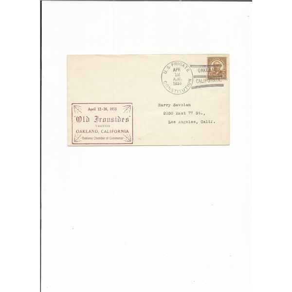 U.S. Frigate Constitution - First Day Cover - Oakland - 1933