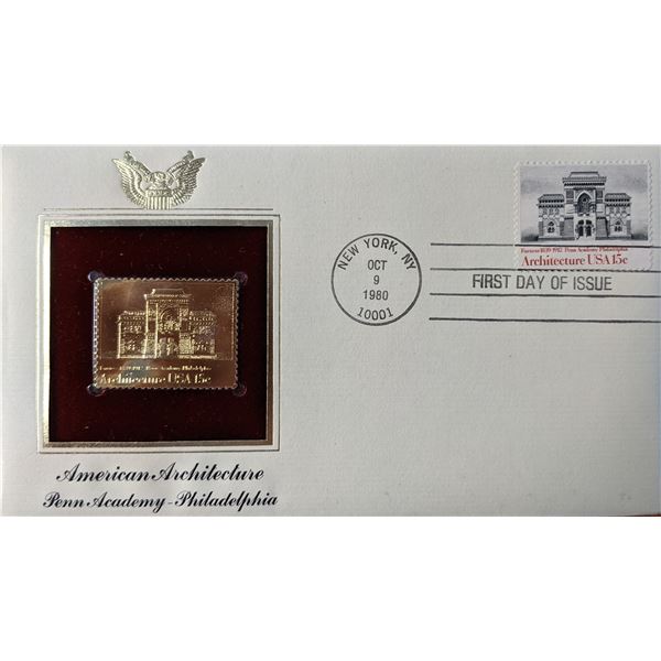American Architecture Penn Academy Philadelphia Gold Stamp Replica First Day Cover