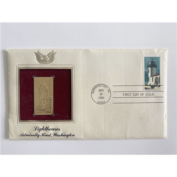 Lighthouses Admiralty Head, Washington Gold Stamp Replica First Day Cover