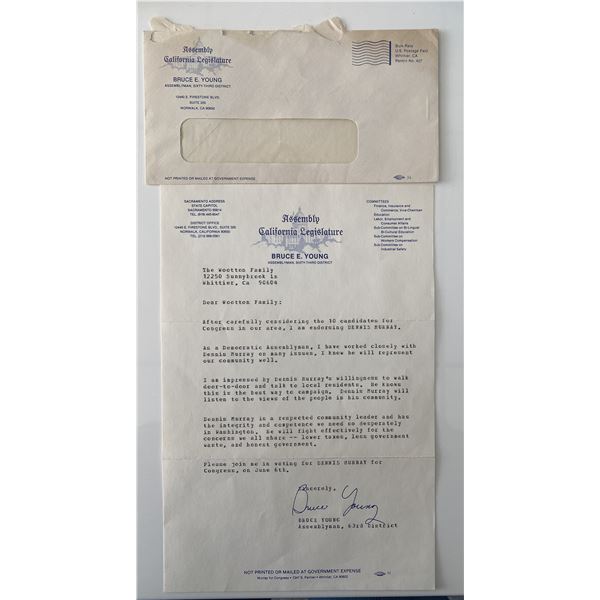 CA Assemblyman Bruce E. Young signed letter