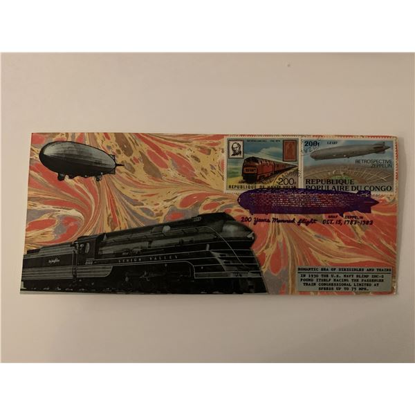Romantic Era of Dirigibles and Trains - First Day Cover - ZMC-2 U.S. Navy Blimp & Passenger Train Co