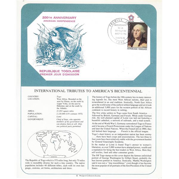 Togo - International Tributes to America's Bicentennial FDC