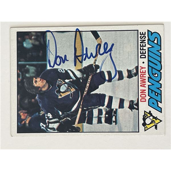 Pittsburgh Penguins Don Awrey 1977 Topps #137 signed trading card