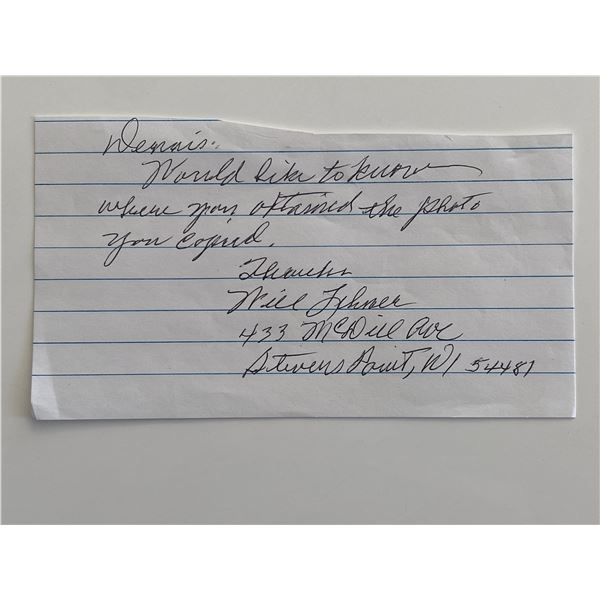 Lieutenant Steven Point signed note