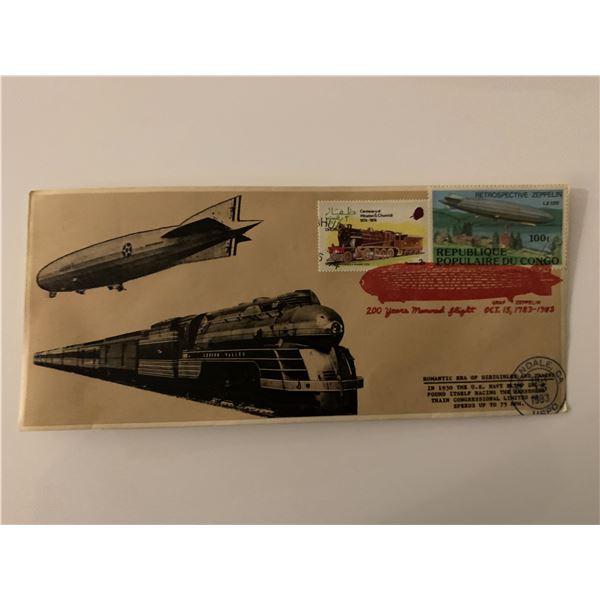 Romantic Era of Dirigibles and Trains - First Day Cover - ZMC-2 U.S. Navy Blimp & Passenger Train Co