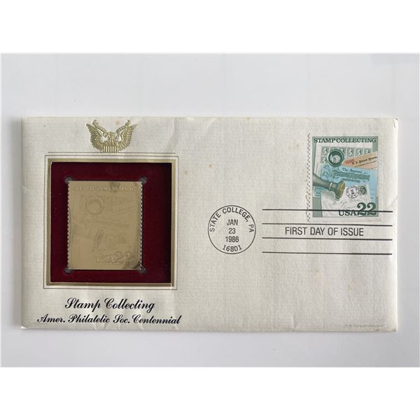 Stamp Collecting American Philatelic Soc. Centennial Gold Stamp Replica First Day Cover