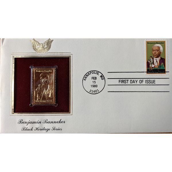 Black Heritage Series Benjamin Banneker Gold Stamp Replica First Day Cover