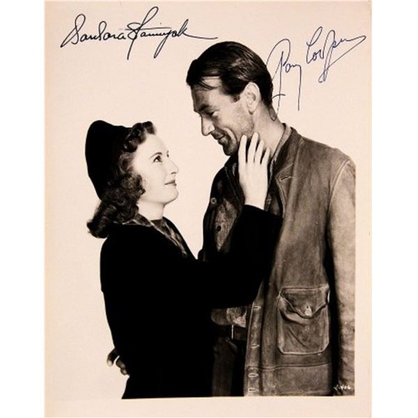 Gary Cooper and Barbara Stanwyck signed portrait photo