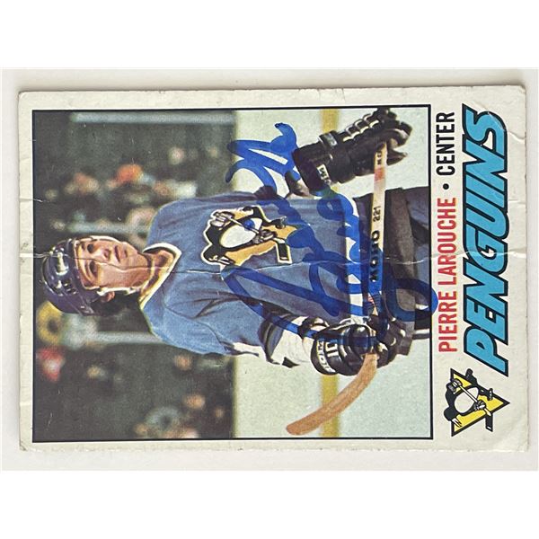 Pittsburgh Penguins Pierre Larouche 1977 Topps #102 signed trading card