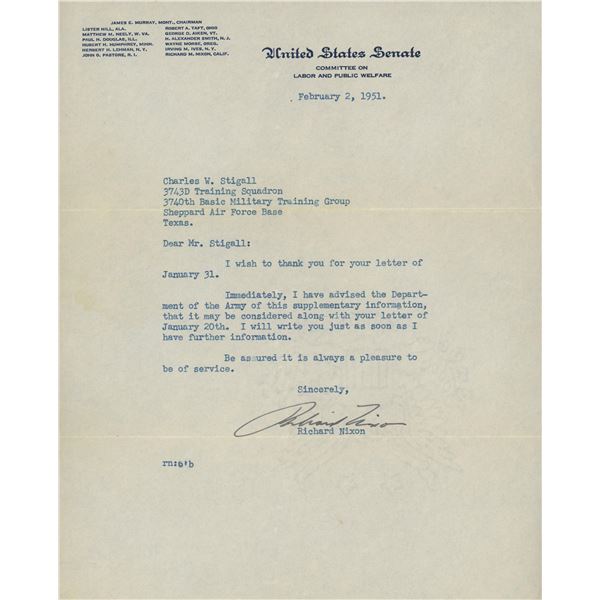 Richard Nixon signed letter